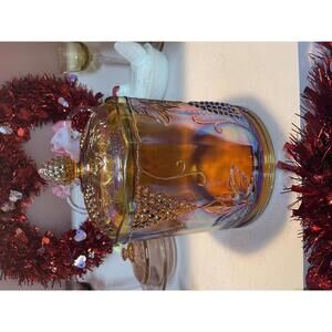 Indiana Glass Vintage Amber Harvest Carnival Glass Large Covered Canister Jar
